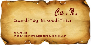 Csanády Nikodémia névjegykártya
